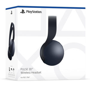 Sony PS5 PULSE 3D Wireless Headphones in black color displayed on a white background.