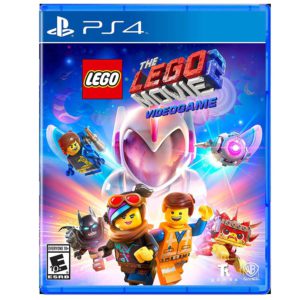 The official cover art for Lego Movie 2 Videogame PS4 featuring Emmet and Lucy.
