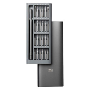 Xiaomi Mi Precision Screwdriver Kit with 24 magnetic bits in a sleek aluminum storage case.