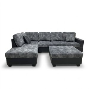 Koumo Corner Sofa With Ottoman Right Section KM191905-R Grey/Black