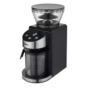 A sleek Nikai Coffee Grinder NCG747D sitting on a kitchen counter.