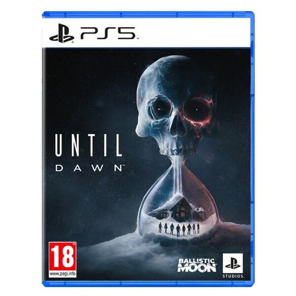 The official game cover art for Until Dawn on PS5 featuring a dark, atmospheric horror aesthetic.