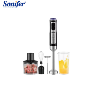 A sleek Sonifer hand blender SF-8138 shown on a kitchen counter for food preparation.