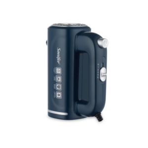 A sleek Sonifer hand mixer SF-7034D with stainless steel beaters on a kitchen counter.
