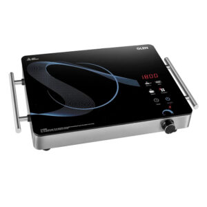 A sleek GLEN 2000W infrared cooking stove SA 3075 on a kitchen countertop.