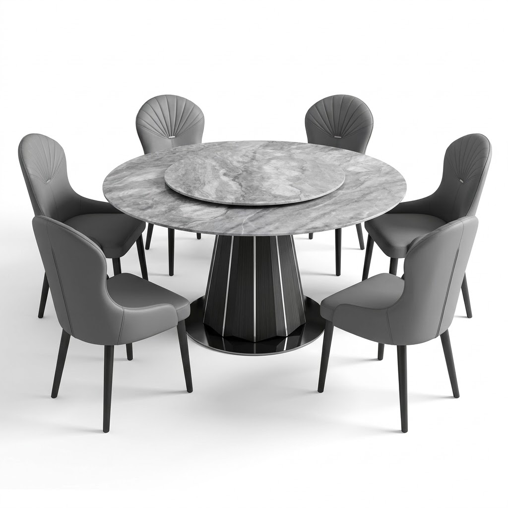 Round Dining Table with Six Chairs YZ86 + C218