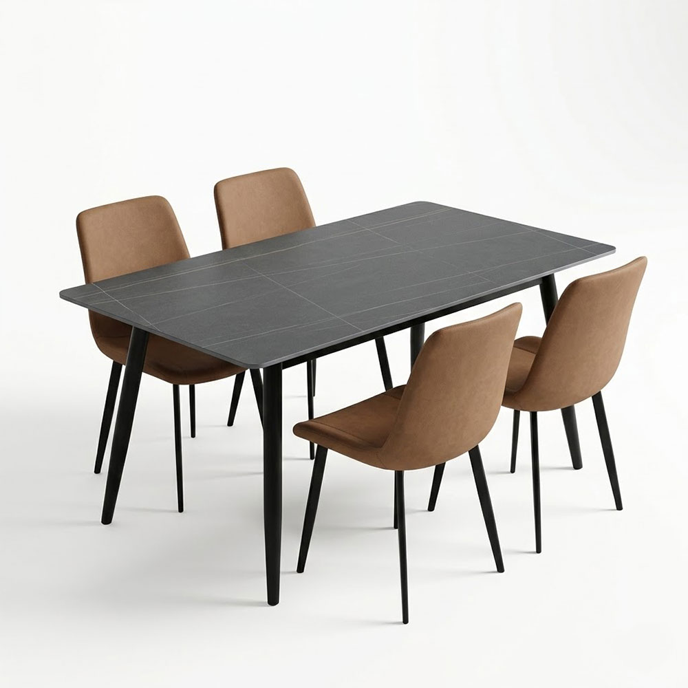 Dining Table with Four Chairs #9107 Brown