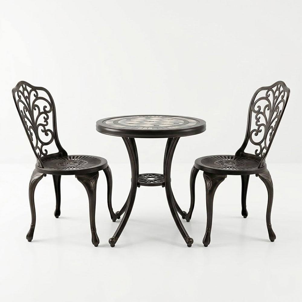 Garden Table With Chair Colour: Coffee