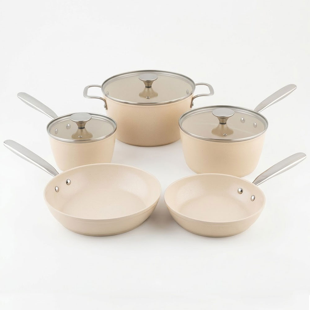 Adria Premium 8Pcs Cookware Set Colour:Cream White