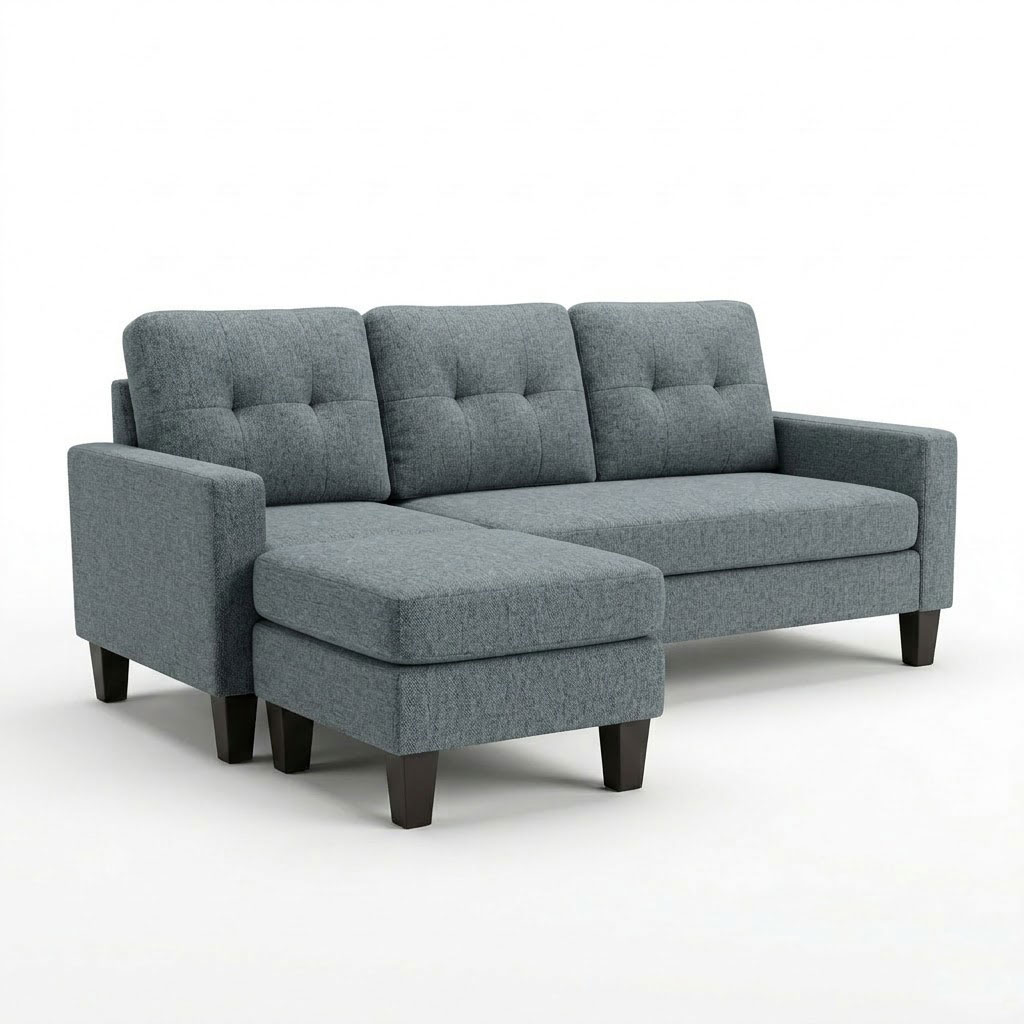 Koumo Corner Sofa Reversible With Ottoman Color: 5092-B-19 Dark Grey Model: KM-172157