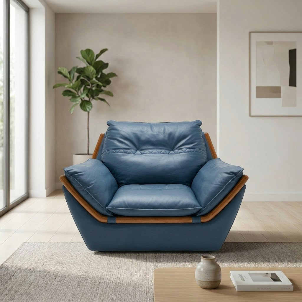 1 Seat Sofa Leather No:1233 Colour: Blue