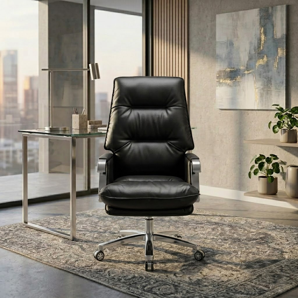 Foshion Leather Office Chair Black No: 5045
