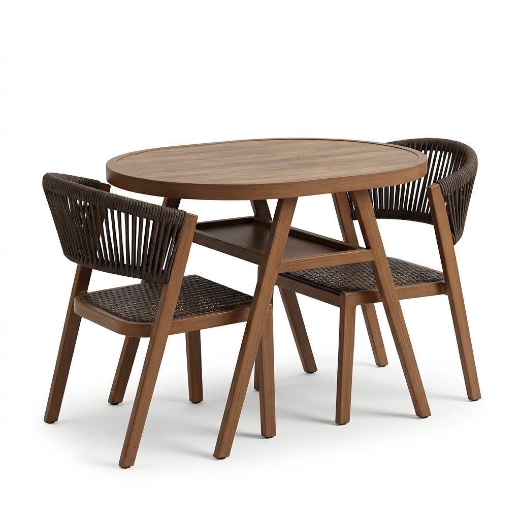 Garden Table With Chair Colour:Reddish Brown