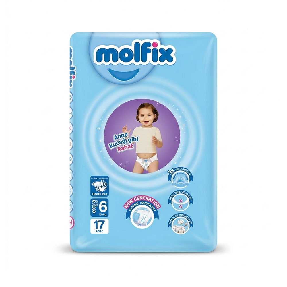 Molfix Tape Diaper 3D Large Jumbo No.17 15+ kg 17pcs