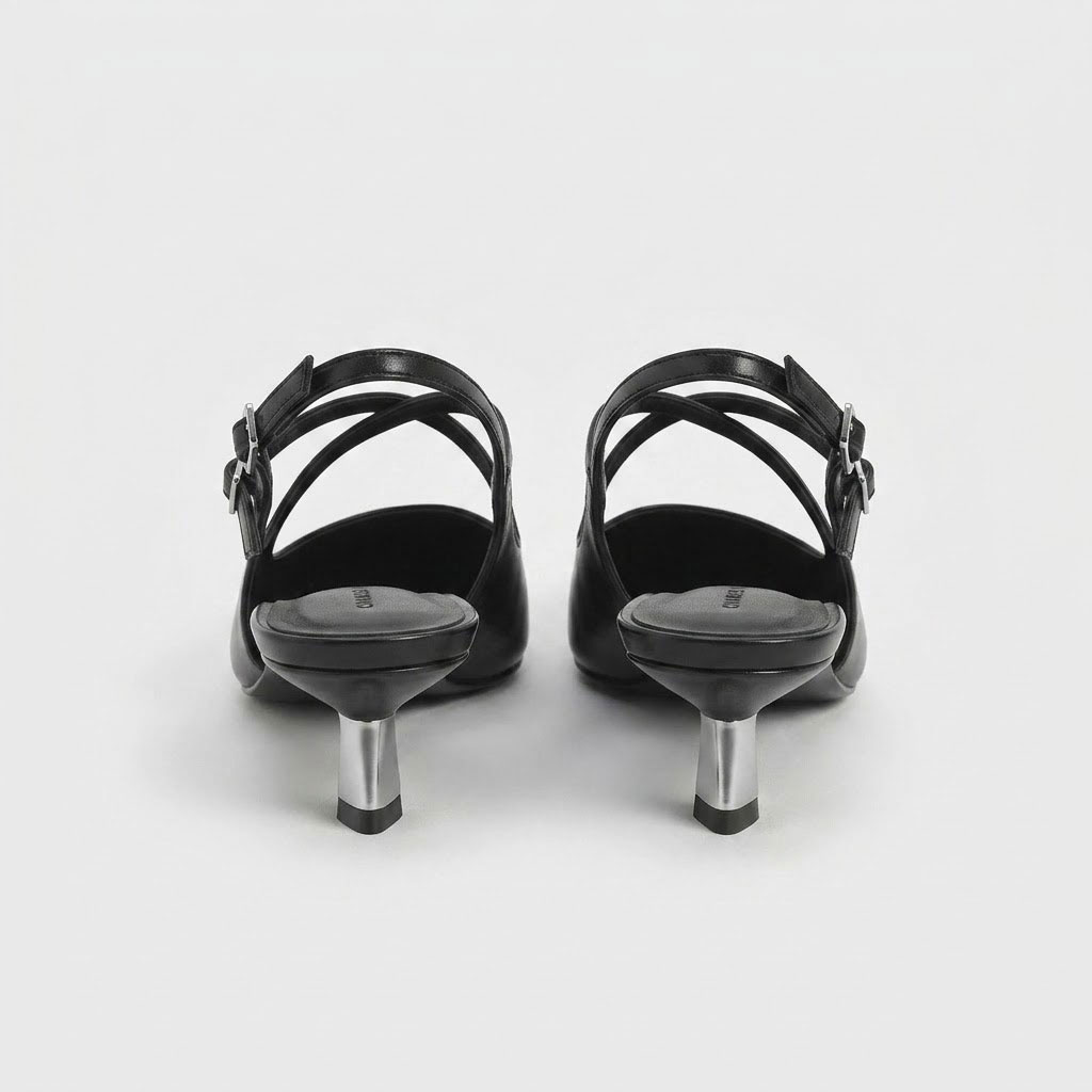 Charles & Keith Pauline Patent Crossover Kitten Heels Black - Size: 36/38/39 - Image 4