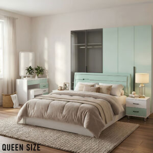 Queen Size Bedroom Set with Storage Bed & Open Door Wardrobe Model: P052
