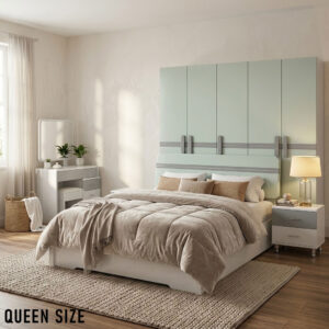 Queen Size Bedroom Set with Storage Bed & Open Door Wardrobe Model: P029