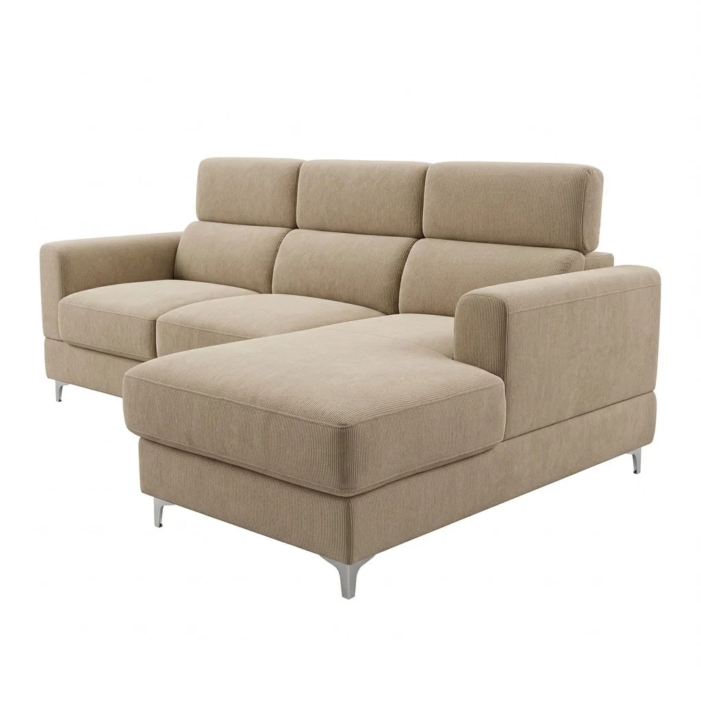 Koumo Right Sectional Corner Sofa Light Brown KM-192037-R side view