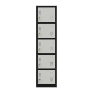5 Door Steel Locker - Black and Grey