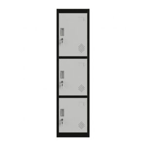 3 Door Steel Locker - Black and Grey
