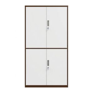 4 Door Steel Cabinet - White and Brown