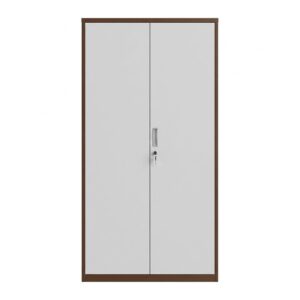 2 Door Steel Cabinet - White and Brown