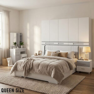 Queen Size Bedroom Set with Storage Bed & Open Door Wardrobe Model: P039