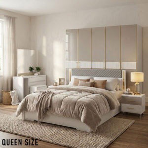 Queen Size Bedroom Set with Storage Bed & Open Door Wardrobe Model: P001