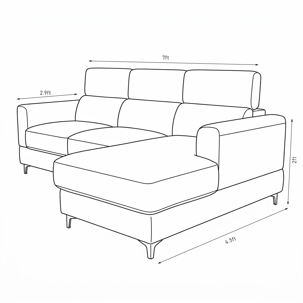 Koumo KM-192037-R corner sofa measurements